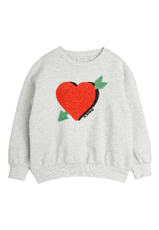 Mini Rodini Arrowed Heart Chenille Sweatshirt Hoodies & sweatshirts Unisex Grå 140/146