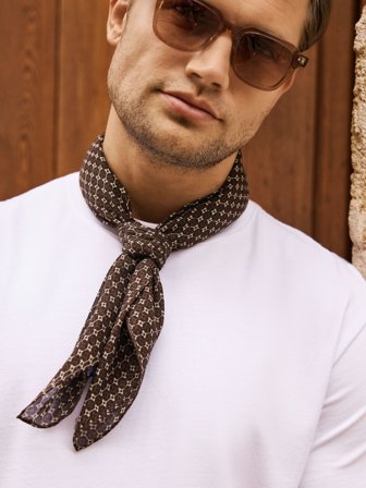 John Henric Men's Brown Bandana Geometric Cotton Size Onesize
