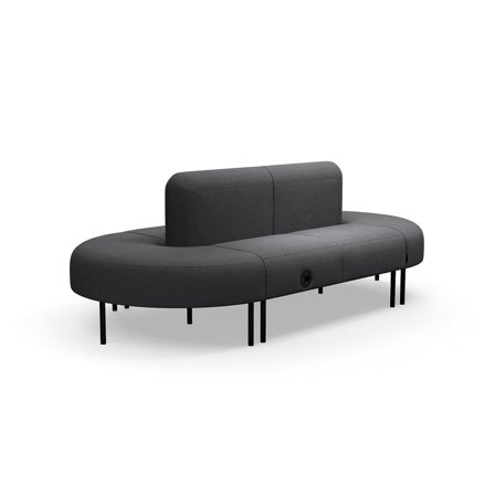 Sofa VARIETY, oval, lukket, med USB-uttak, stoff Blues CSII, antrasitt