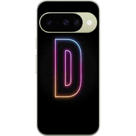 Kompatibelt Mobilskal till Google Google Pixel 10 Minimalistisk neonbokstav D i färgskiftande ljus mot svart bakgrund i modern digital design