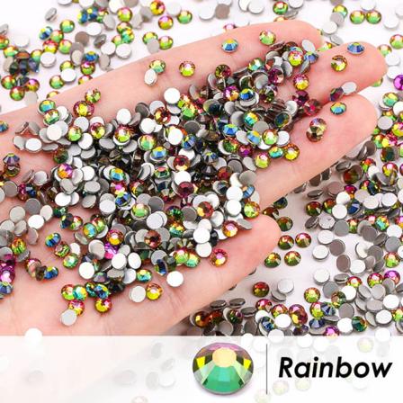 1440 st 2 mm gör-det-själv-pärlor Rhinestone Flat Back Bead Charm Rhineston Rainbow