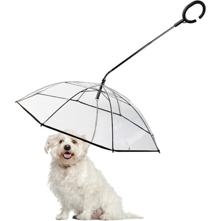 Paraplysele for kjæledyr, hundeparaply med sele, gjennomsiktig paraply for små kjæledyr med justerbar håndtak, paraply for kjæledyr vanntett snøsikker