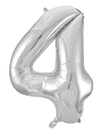 Joker | Foil Balloon Number 4 Silver 86 Cm | 86 cm
