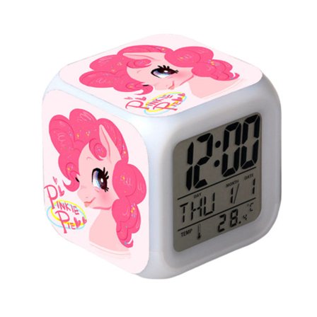 Wekity Enhjørning Fargerik Vekkerklokke LED Kvadratklokke Digital Vekkerklokke med Tid, Temperatur, Alarm, Dato