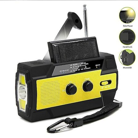 4000mAh Powerbank Multifunksjonell Bærbar Radio FM AMWB Håndsveiv Sol Dynamo Lommelykt SOS Nød Værrradiomottaker