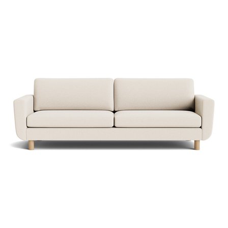 Haven 3 personers sofa - Loop Creme - 244x86x86cm - Slidstærk 3-personers sofa i creme med koldskum & massive egetræsben - Komfort & stil