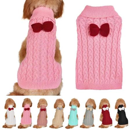 Hund Rullekrave Sweater Bue Hund Jumper Varm Vintertøj Trøje Strik Tøj Hæklet Hundejakke Julekostume til Små Mellemstore Store Hunde Katte (S)