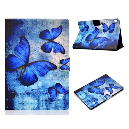 Lenovo Tab M10 läderfodral med mönsterutskrift - Blå Fjärilar