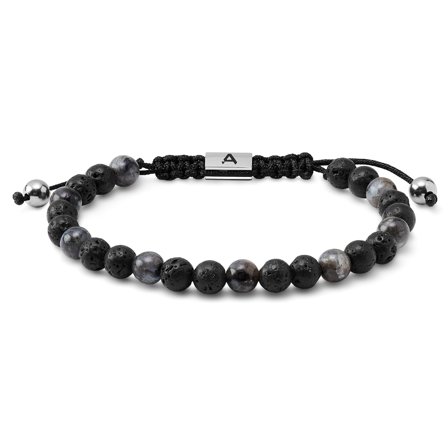 Sanatio | Armband med 6 mm beads i lavasten och svart labradorit för män - Pärlarmband