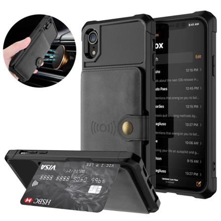 Iphone Xr - Skal Med Magnetiskt Plånbok - Svart Black Svart