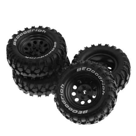 4 stk 93 mm metall 1,9 tommers Beadlock hjulfelg gummi dekksett for 1/10 RC Crawler bil, sporet adapter, (FMY)