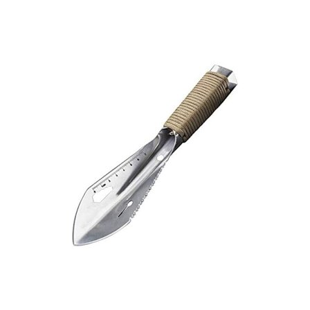 Trädgårdsspade, bärbar metallträdgårdsspade grävmaskin mini rostfritt stål spade för trädgårdsarbete camping jordbruk (silver)