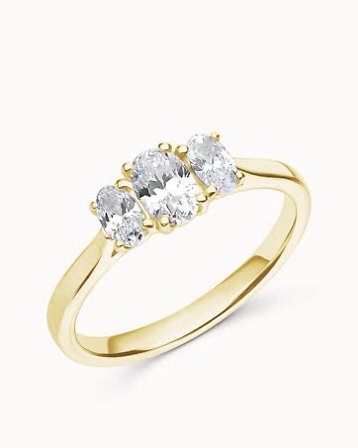 Driestenen ringen Ewa Ovala Diamonds Lab-Grown - 18K geelgoud - verlovingsringen en Trouwringen van Vanbruun