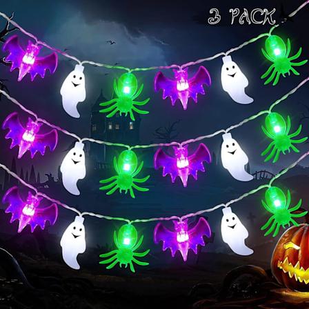 Halloween-valot ulkona sisällä yhteensä 6 metriä 40 LED-kurpitsa lepakko hämähäkki aave Halloween, Halloween-koristevalot kodin ikkunan puutarhan 