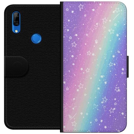 Yhteensopiva Lompakkokotelo Huawei P Smart Z Sateenkaaren värisellä pastellitaustalla on valkoisia tähtiä ja kimaltelevia pisteitä pehmeässä siirtymäs