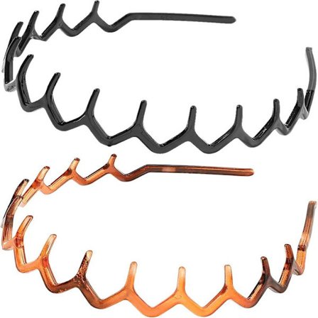 2 stk. Zig Zag Hårbånd, Zigzag Hårbånd, Trendy Dame Hårbånd med Takker, Skridsikre Håraccessories, Passer Trendy Pigehårbånd