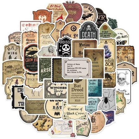 50 stk Retro Potion Etikett Apoteker Graffiti Klistremerker Skateboard Telefon Laptop Motorsykkel Bagasje Kult Vanntett klistremerke