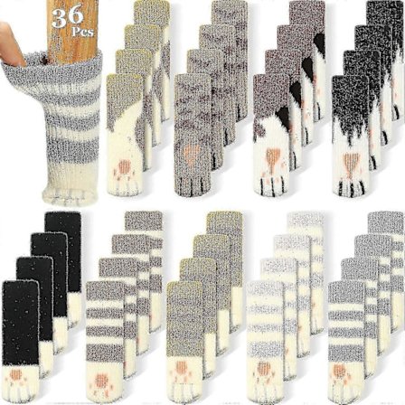 36 Stykker (9 Sæt) Kat Stolestrømper Kat Pote Stolbensstrømper Kat Møbelstrømper Strikkede Møbelstrømper