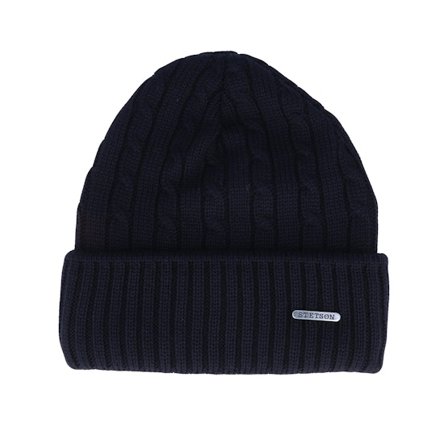 Stetson - Noir knit Bonnet - Wool Knit Black Cuff @ Hatstore