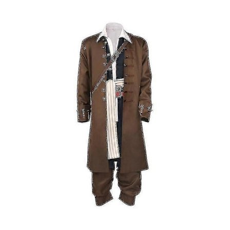 Captain Jack Sparrow Cosplay Kostume Frakke Jakke Voksen Hat Paryk Sæt Halloween Karneval Kostume - Perfekt