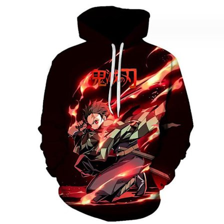 Hot Boys Børn 3D Anime Demon Slayer Hættetrøje Jumper Sweatshirt Toppe C