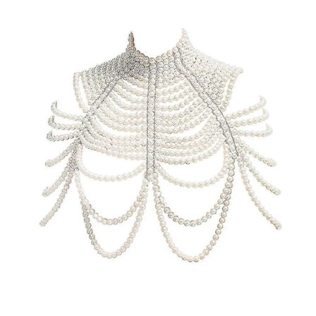 Dame Perle Sjal Halskæder Kropskæde Sexet Perlebesat Krave Skulder Perle BH Top Sweaterkæde Bryllupskjole Kropssmykker