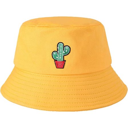 Bucket Hat Bomull Sommer Fiskerhatt for Kvinner Menn,(kaktus