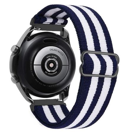 20 mm 22 mm bånd til Samsung Galaxy Watch 4/classic/3/5/pro/active 2 Gear S3 Elastic Nylon Loop Huawei Watch Gt 2 2e 3 Pro Strap 20mm stripe blue 
