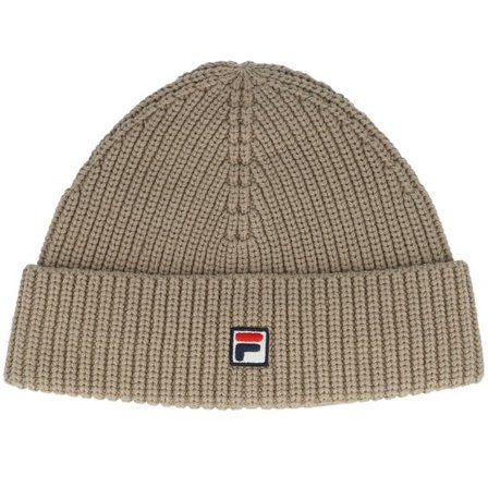 Fila - Beige cuff Beanie - Biella Fisherman Logo Weathered Teak Short Beanie @ Hatstore