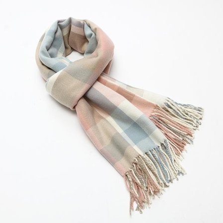 Vinter Varmt Tørklæde til Kvinder Cashmere Tartan Tørklæder Tæppe Pashmina Sjal Wraps Damer Plaid Jule Tørklæder Hemmelige Damegaver Pink