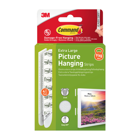 COMMAND Strips for oppheng av bilder hvit ekstra stor 4 par/8 strips
