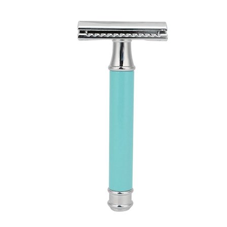 Traditionel dobbeltbladet sikkerhedsskraber til mænd, blå