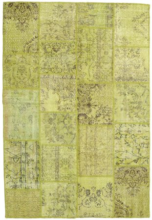 Patchwork Teppich Handgeknüpft 158X233 Dunkelgrün/Grün Türkei