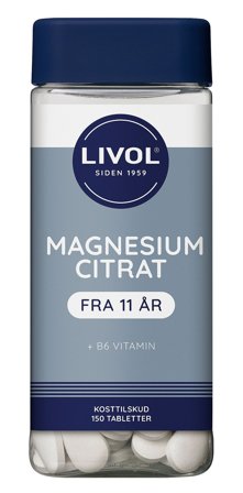 Livol Magnesium Citrat + B6 150 tabl., Helse & Madvarer, Mineraler, Magnesium