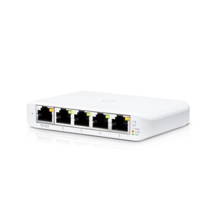 Ubiquiti UniFi Flex Mini Switch Layer 2 - 5 porter - kan få strøm fra PoE eller 5V USB-C-adapter (inkludert)
