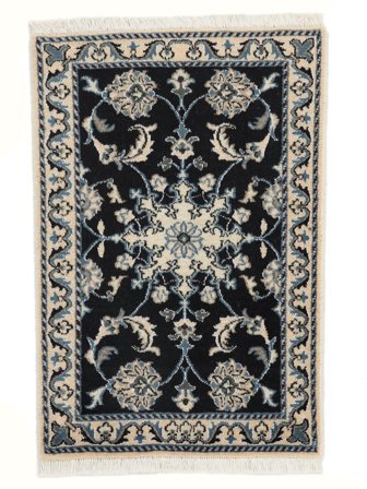 Noué À La Main Naïn Tapis 58X84 Persan De Laine Noir/Blanc Petit