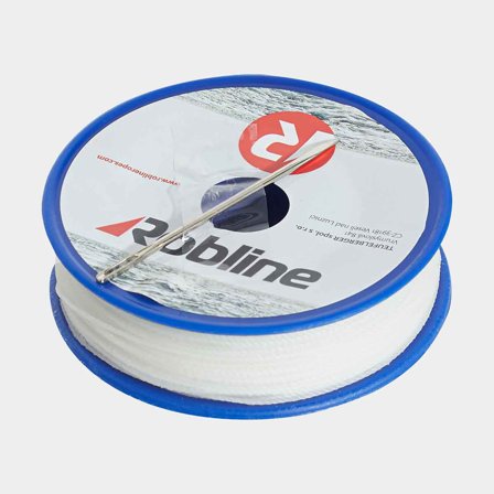 Conjunto de linha de costura para cabos com agulha Robline, poliéster encerado, Ø0.8mm, 90 metros, branco