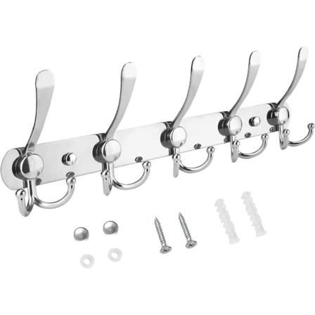 Vægmonteret Frakkeholder, Fem Stive Tri-Krog Alle Metal Konstruktion til Jakke Frakke Hat i Mudroom Entré (1-Pak)