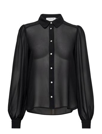 Recycled Polyester Shirt Långärmad Skjorta Svart Rosemunde