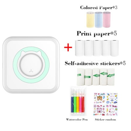 Mini Termisk Printer - Bærbar Blækfri Bluetooth Printer med 3 Klistermærkeruller - Lille Printer Kompa