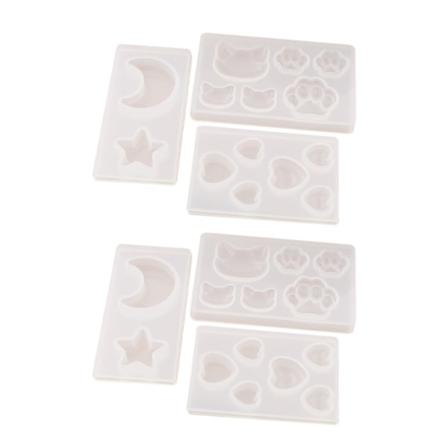 6x Katt Bjørn Pote Hjerte Måne Stjerne Silikonform Harpiks Silikonform Håndlaget DIY Smykkeproduksjon Epox