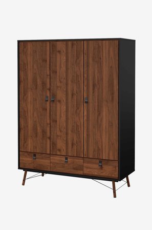 Tvilum - Vaatekaappi Ry, 3 ovea + 3 laatikkoa - Ruskea - Vaatekaapit - - Homeroom