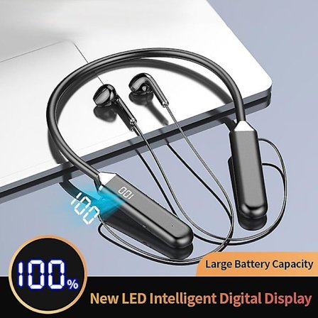 Bluetooth-headset, digital display, Bluetooth 5.2, nackmonterat headset, nackmonterat, magnetisk absorption, semi-in-ear Bluetooth-headset, headset A