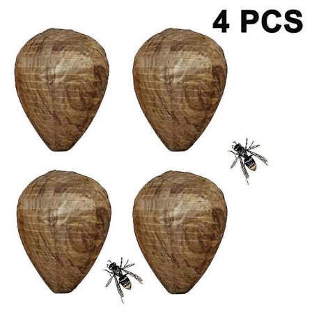 4 stycken vattentäta getingbo-attrapper, hängande getingavskräckare, falska getingbon i tyg, giftfria bi-attrapper, avskräckande medel