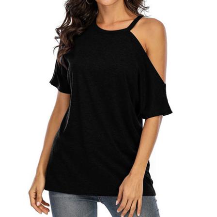 Dam T-shirt Sommar Off Shoulder Kortärmad Blus Lös Topp,