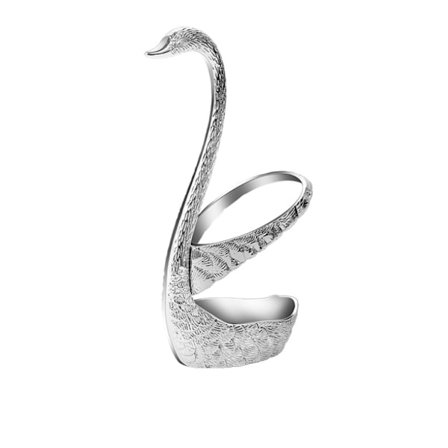 Kreativ Cygnus sinklegering oppbevaringsstativ, koreansk drakt 304 rustfritt stål fruktgaffel, kake dessertgaffel (Cygnus fjær (sølv))