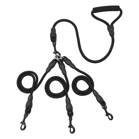 3-veis flokefri avtakbar 360° roterende hundebånd svart