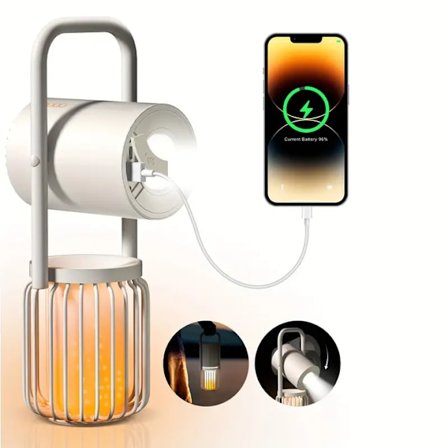 Monitoiminen retkeilylyhty 4-in-1 LED Ladattava lyhty Bluetooth-kaiutin ulkokäyttöön 8000 mAh Power Bank 3 valotilaa Musta IPX5 Vedenpitävä