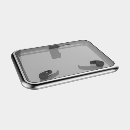 Escotilla de cubierta Lewmar Medium Profile 30, con bisagra de fricción, 180°, 327 x 457 mm (medidas de corte), 398 x 528 mm (medidas exteriores), 