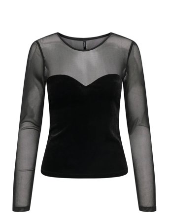 ONLY Onlsmooth L/S Mesh Mix Top Box Jrs Svart